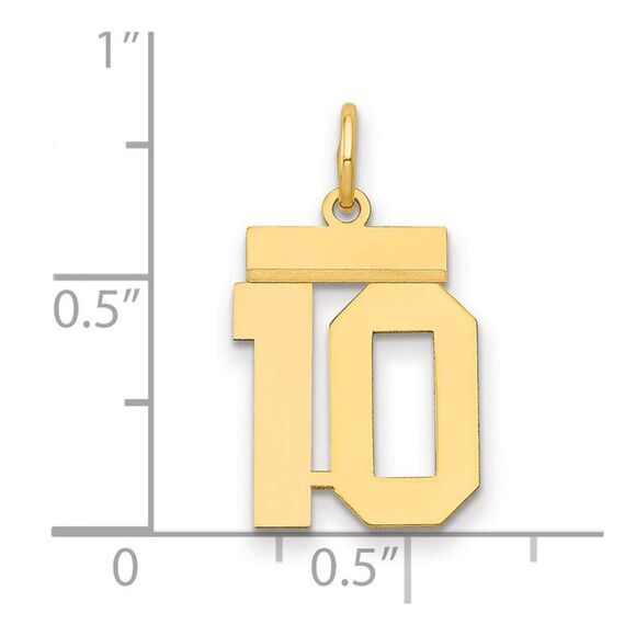 14k Yellow Gold, Athletic Collection, Small Polished Number 10 Pendant - Picture 2 of 3